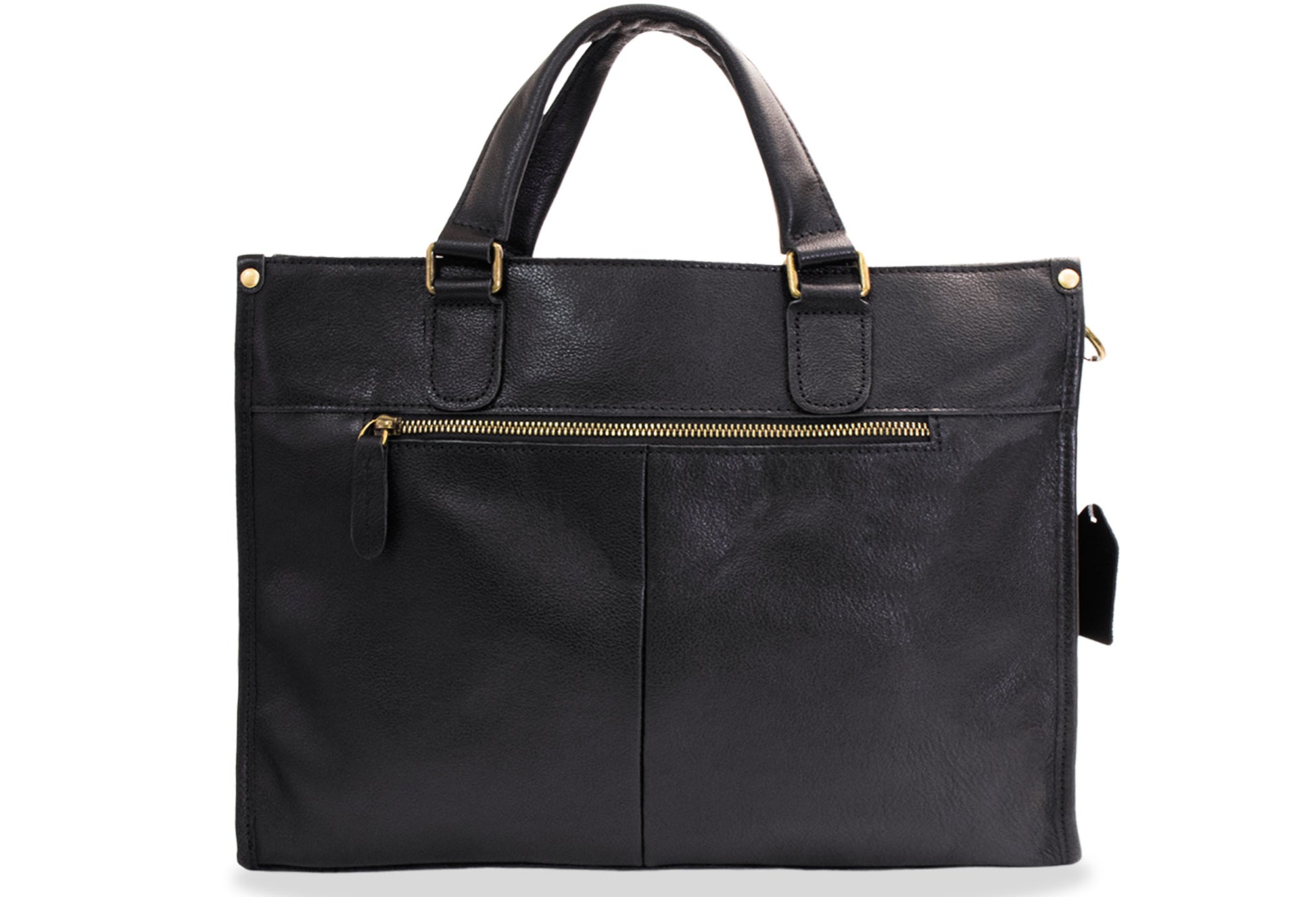 Piedras Black Leather Messenger Bag