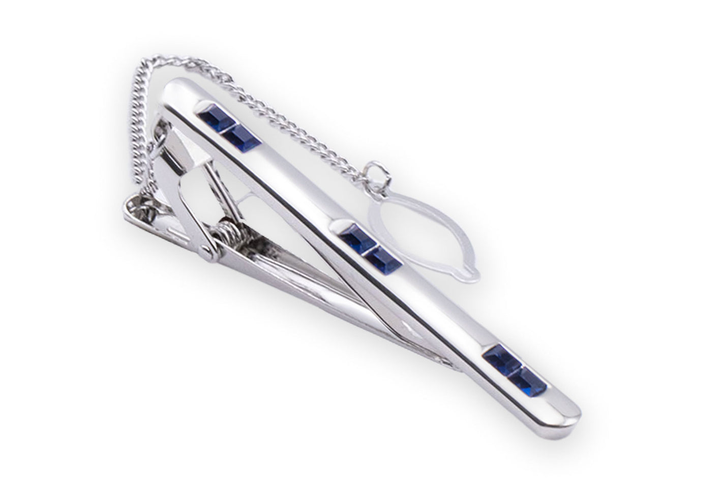 Almira Chrome Blue Diamonte Tie Clip