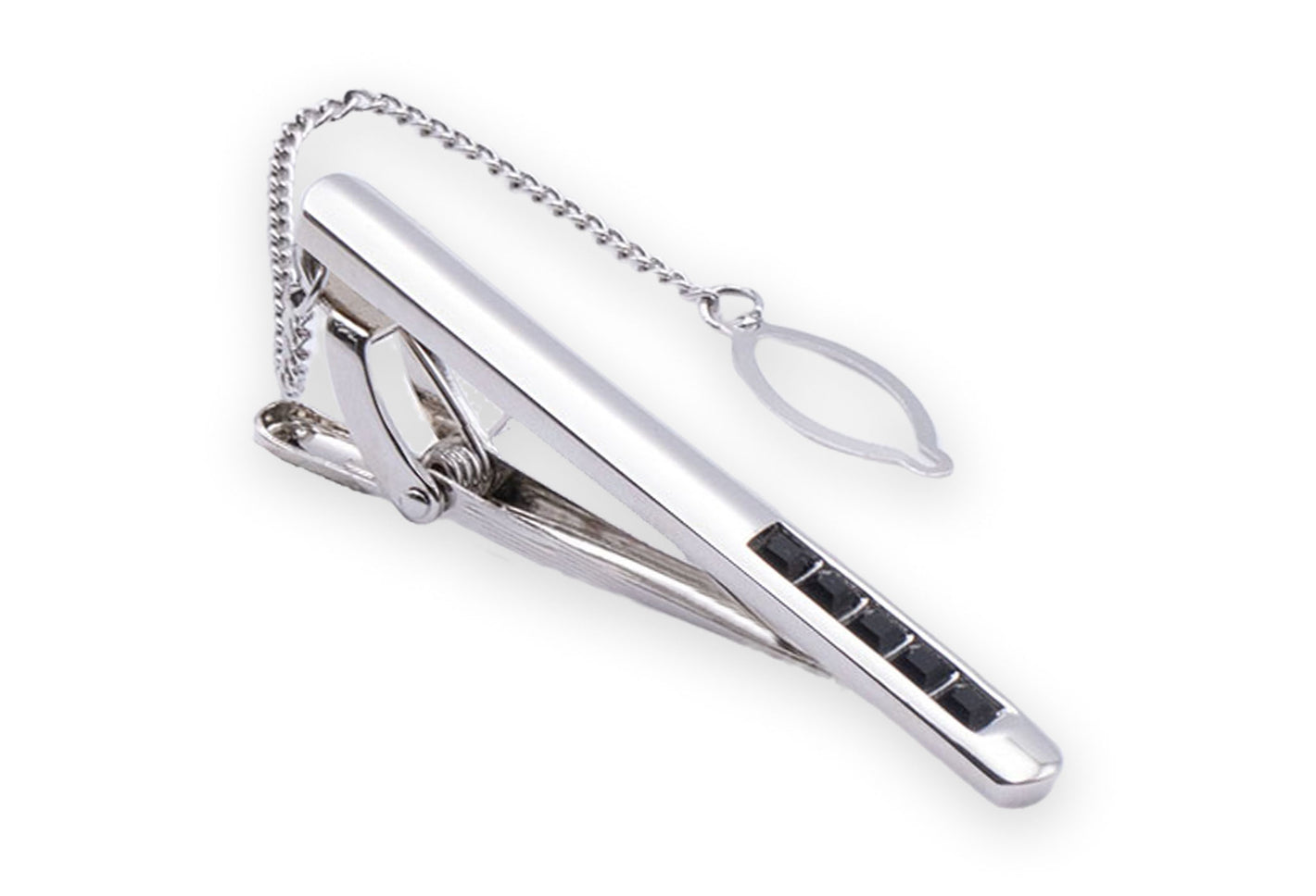 Darien Chrome Black Diamonte Tie Clip