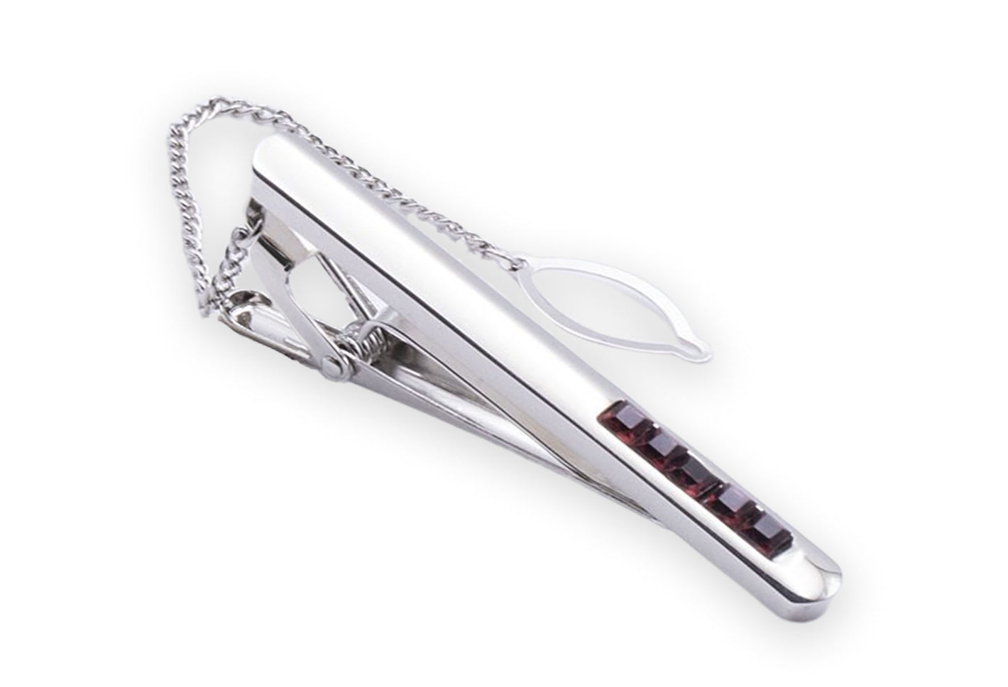 Darien Chrome Rouge Diamonte Tie Clip