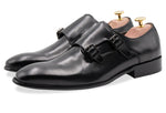 Gallegos Black Double Monk Leather Shoes