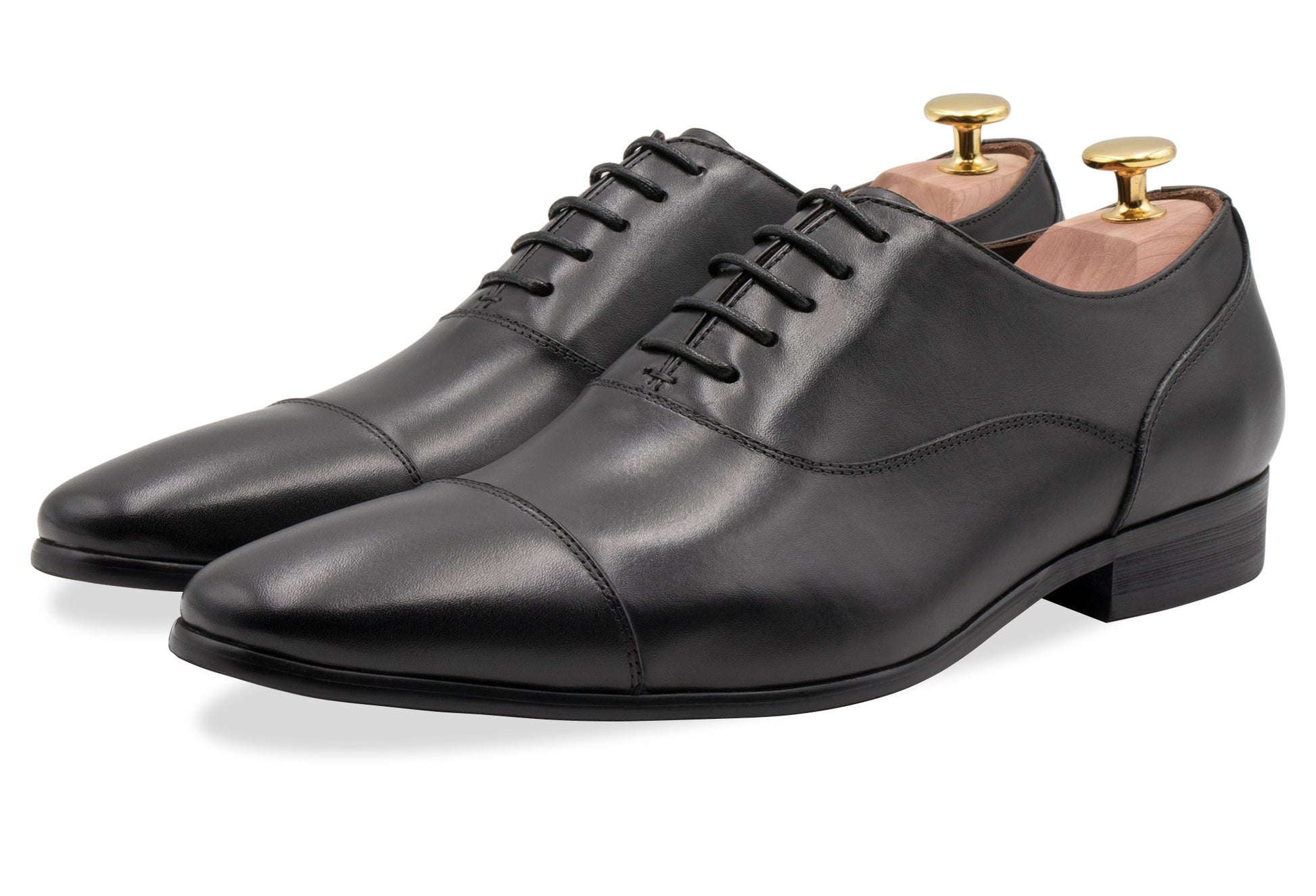 Calafate Straight Cap Black Oxford Leather Shoes