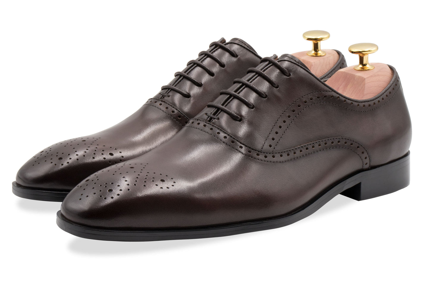 Mendoza Medallion Walnut Oxford Leather Shoes