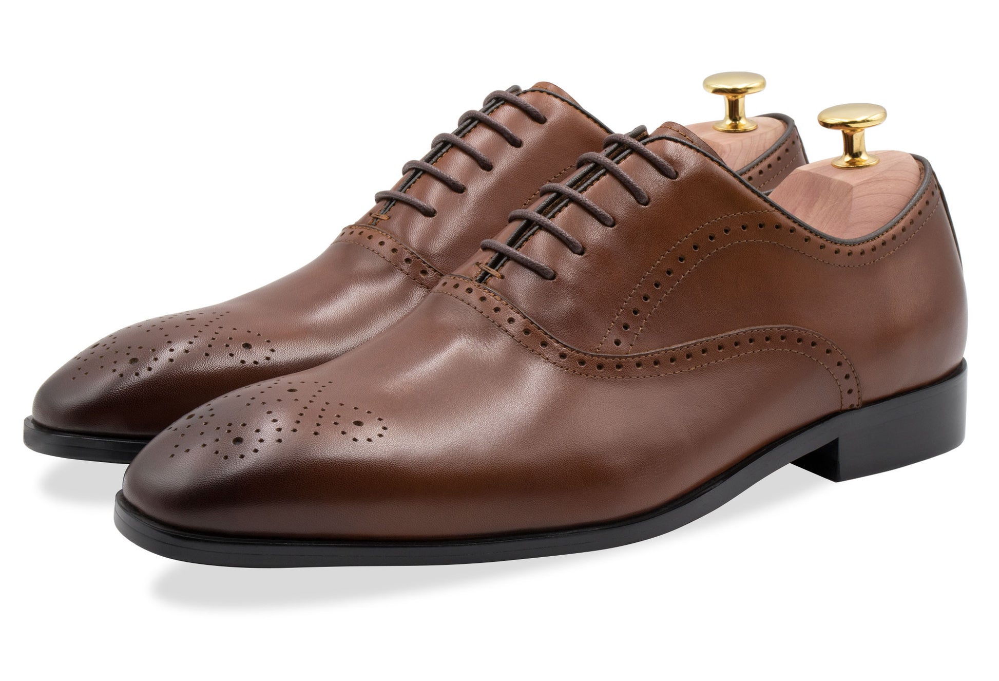 Mendoza Medallion Chestnut Oxford Leather Shoes
