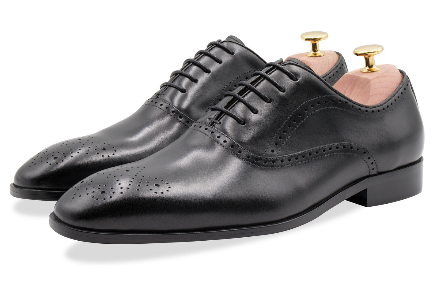Mendoza Medallion Black Oxford Leather Shoes