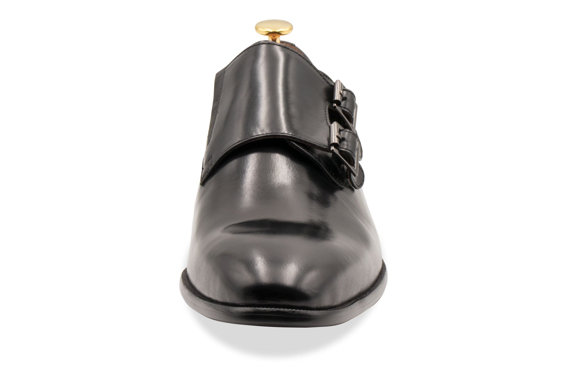 Gallegos Black Double Monk Leather Shoes