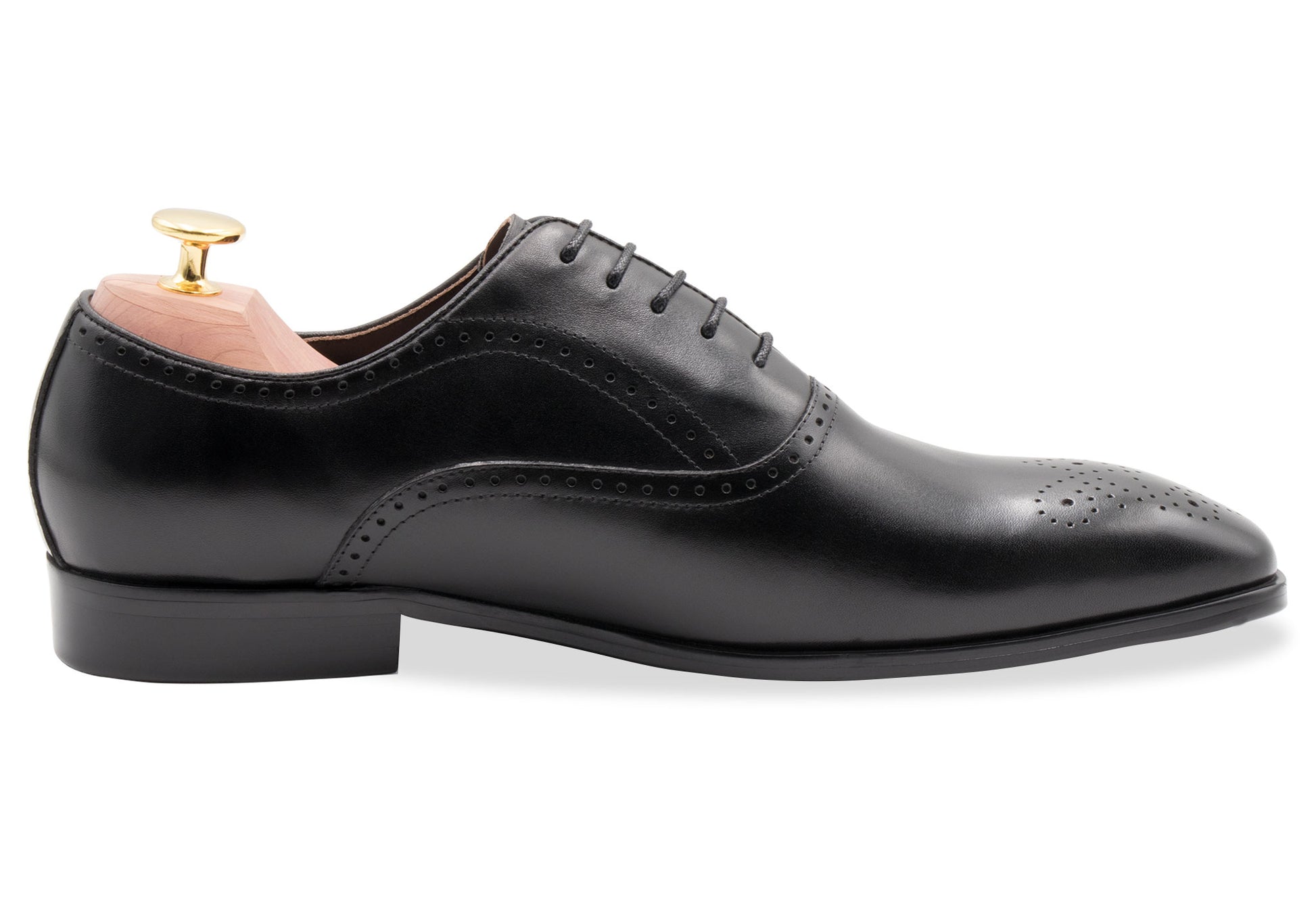 Mendoza Medallion Black Oxford Leather Shoes