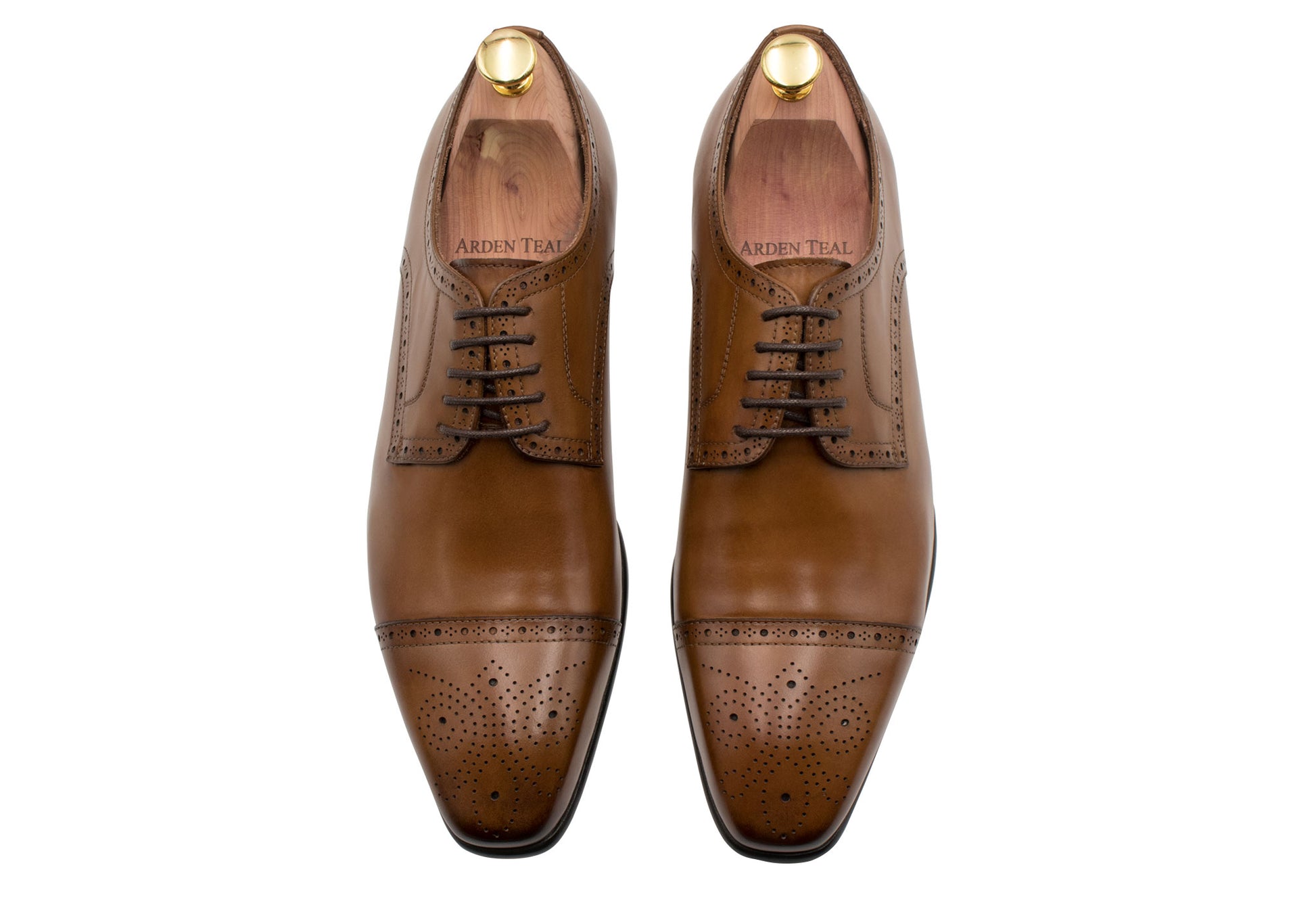 Olivos Medallion Chestnut Derby Leather Shoes