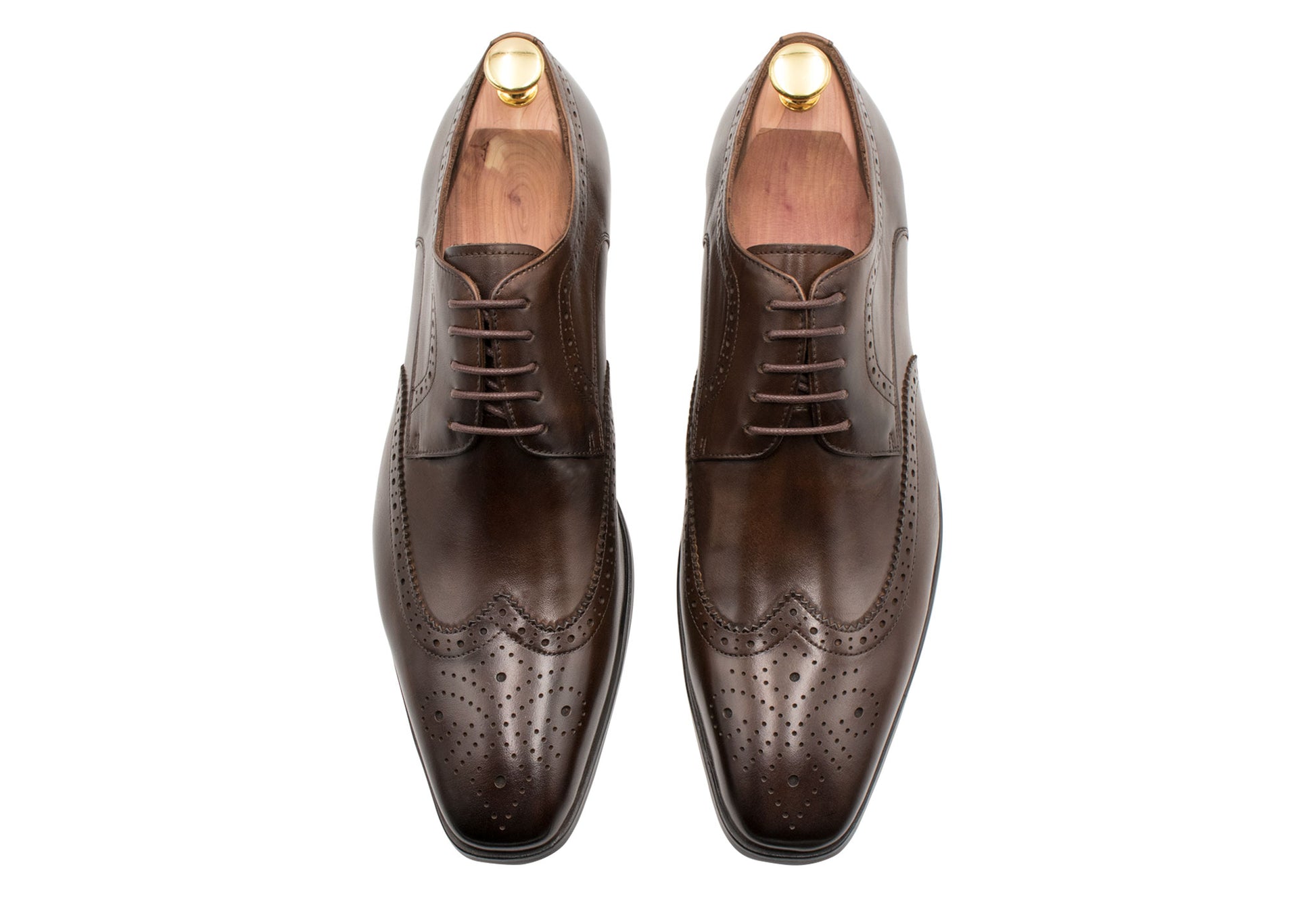 Caseros Wingtip Walnut Derby Leather Shoes