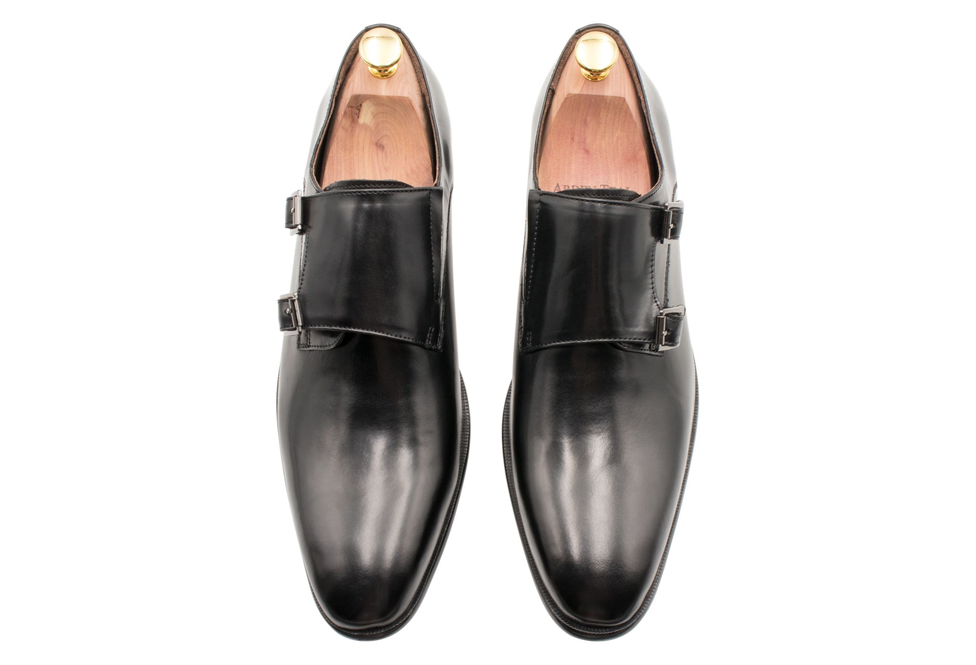 Gallegos Black Double Monk Leather Shoes
