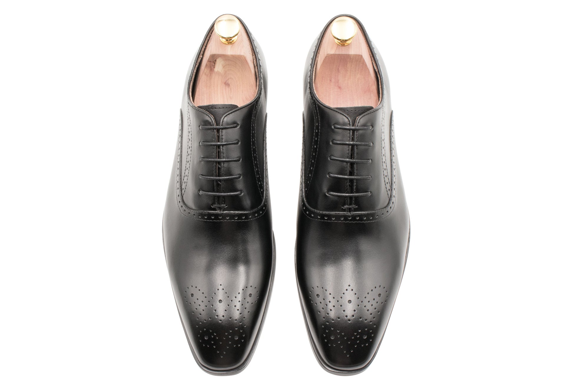Mendoza Medallion Black Oxford Leather Shoes