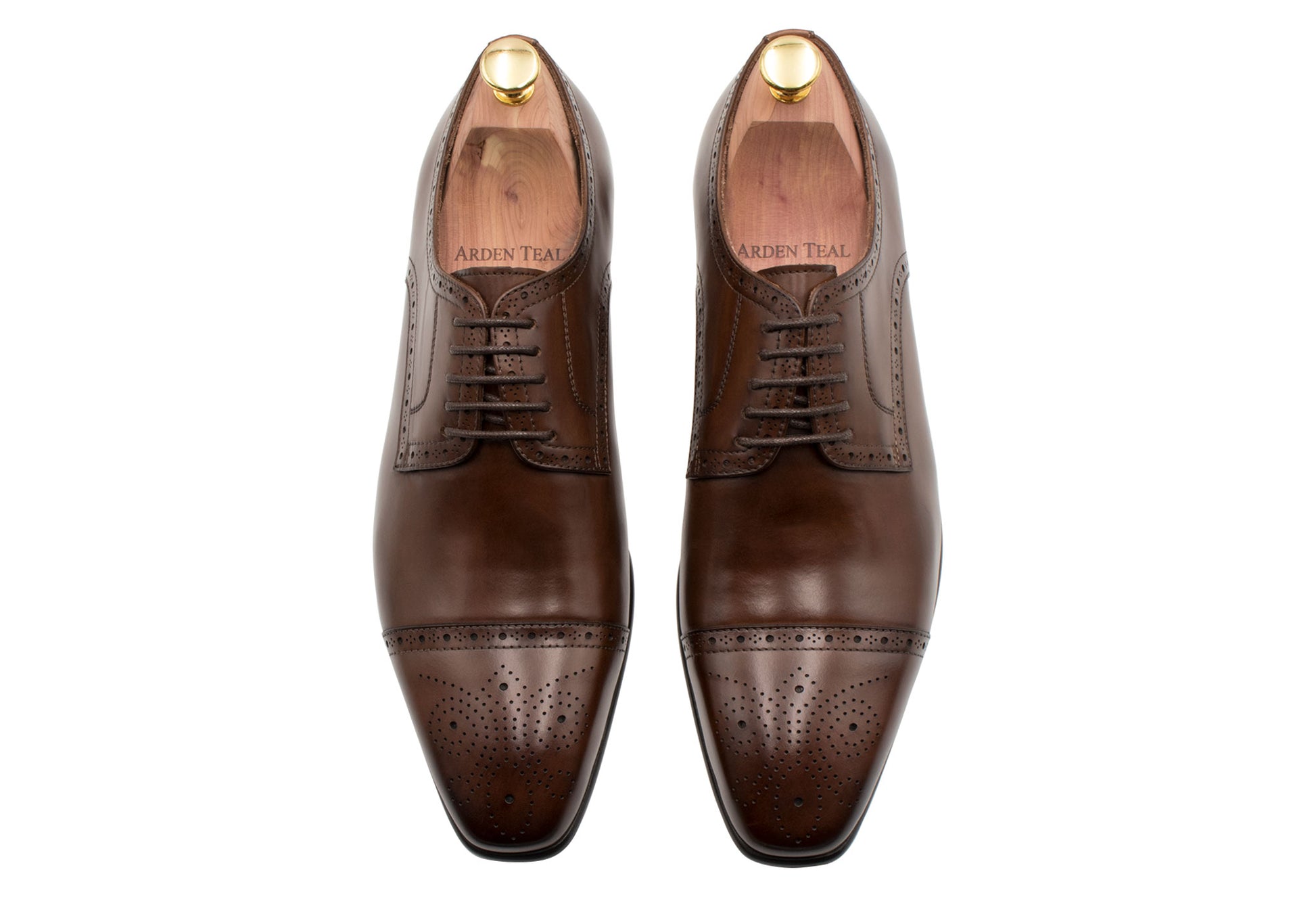 Olivos Medallion Pecan Derby Leather Shoes