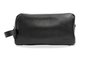 Raquira Black Leather Toiletry Bag