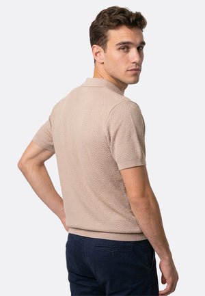 The Organic Knitted Polo - Tan