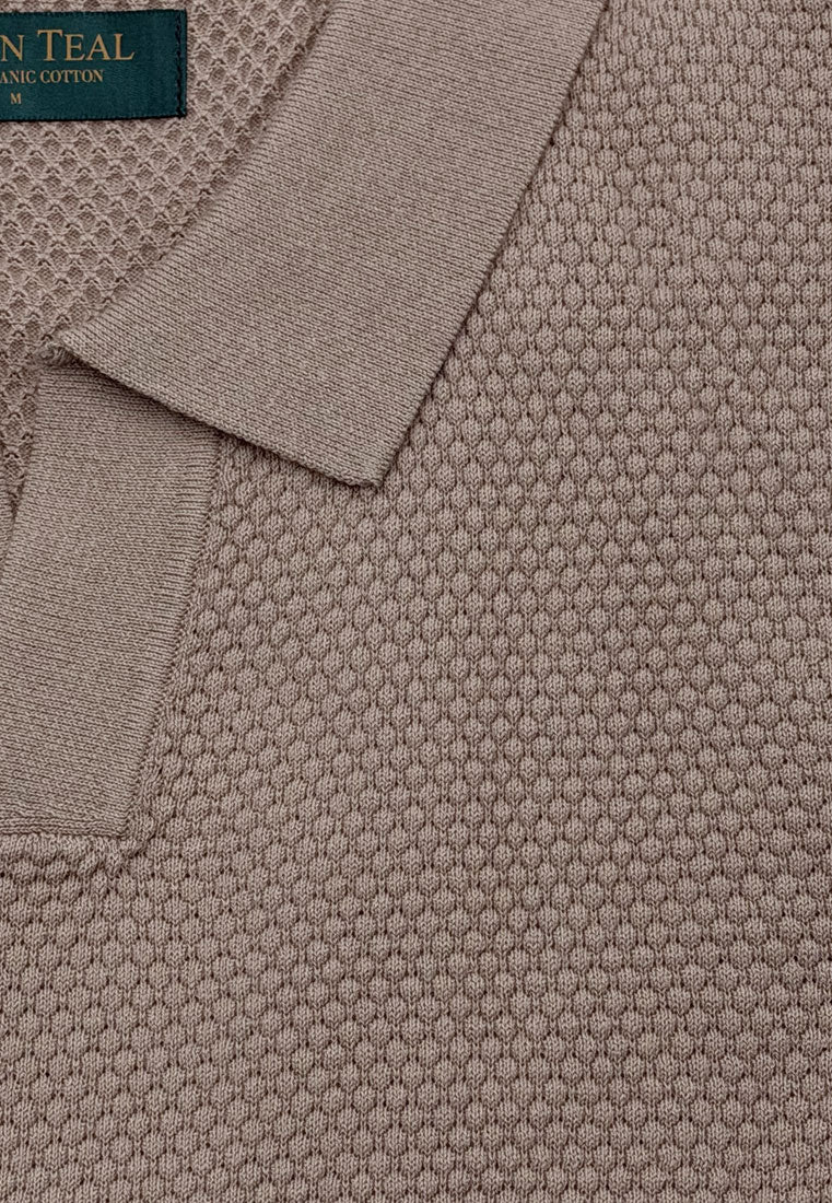 The Organic Knitted Polo - Tan