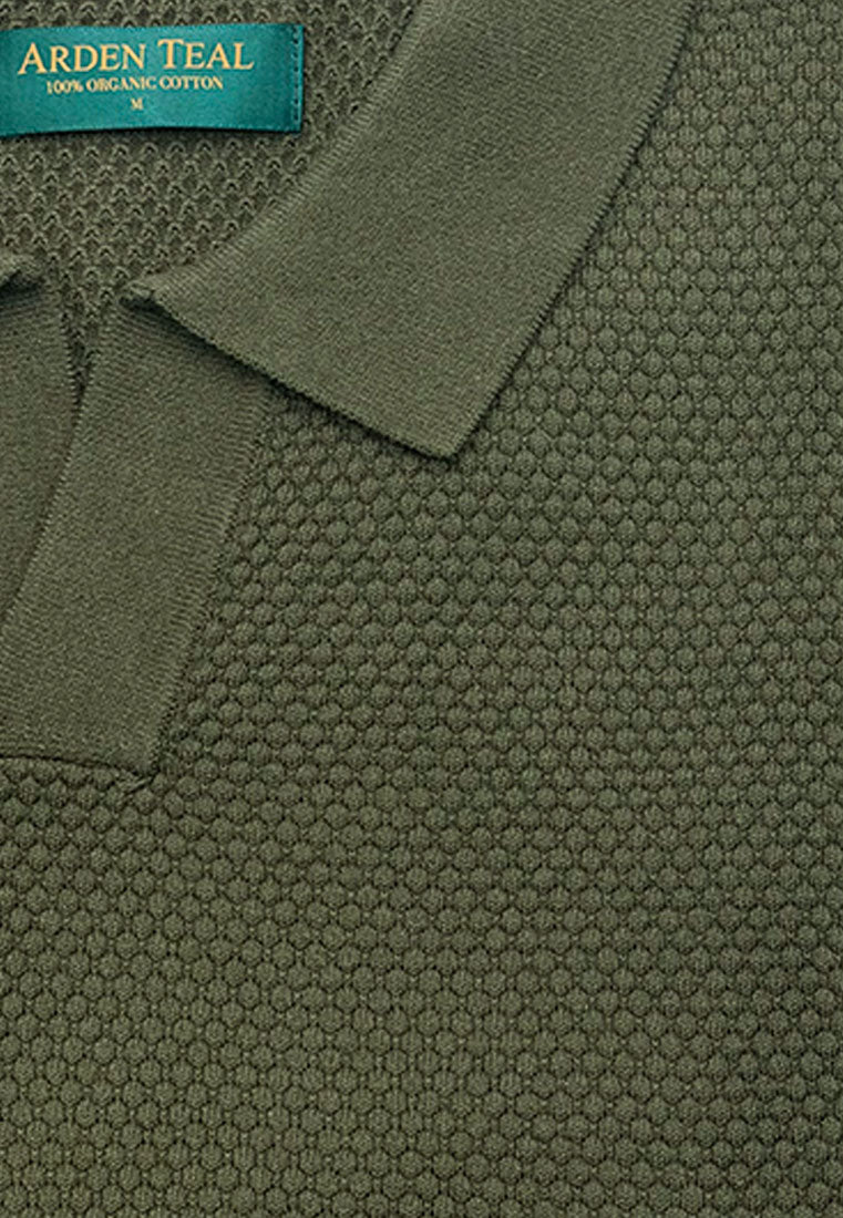 The Organic Knitted Polo - Moss