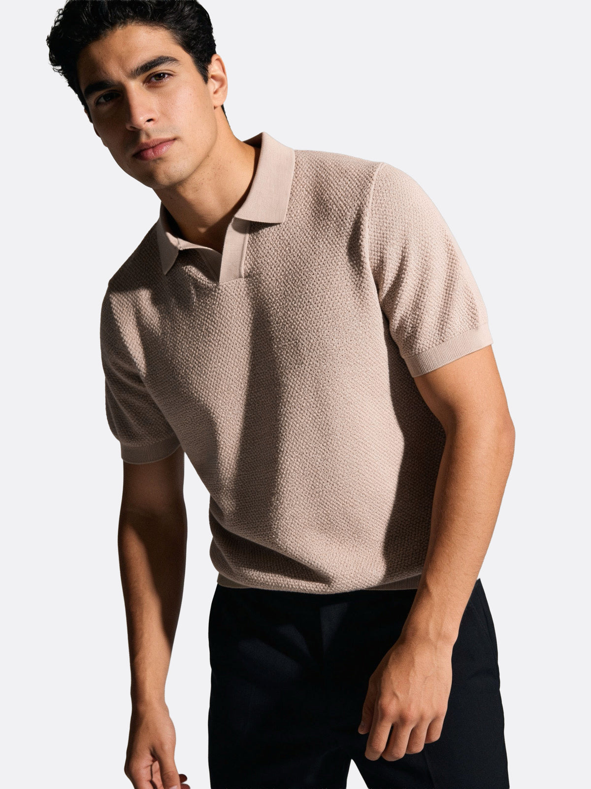 The Organic Knitted Polo - Tan