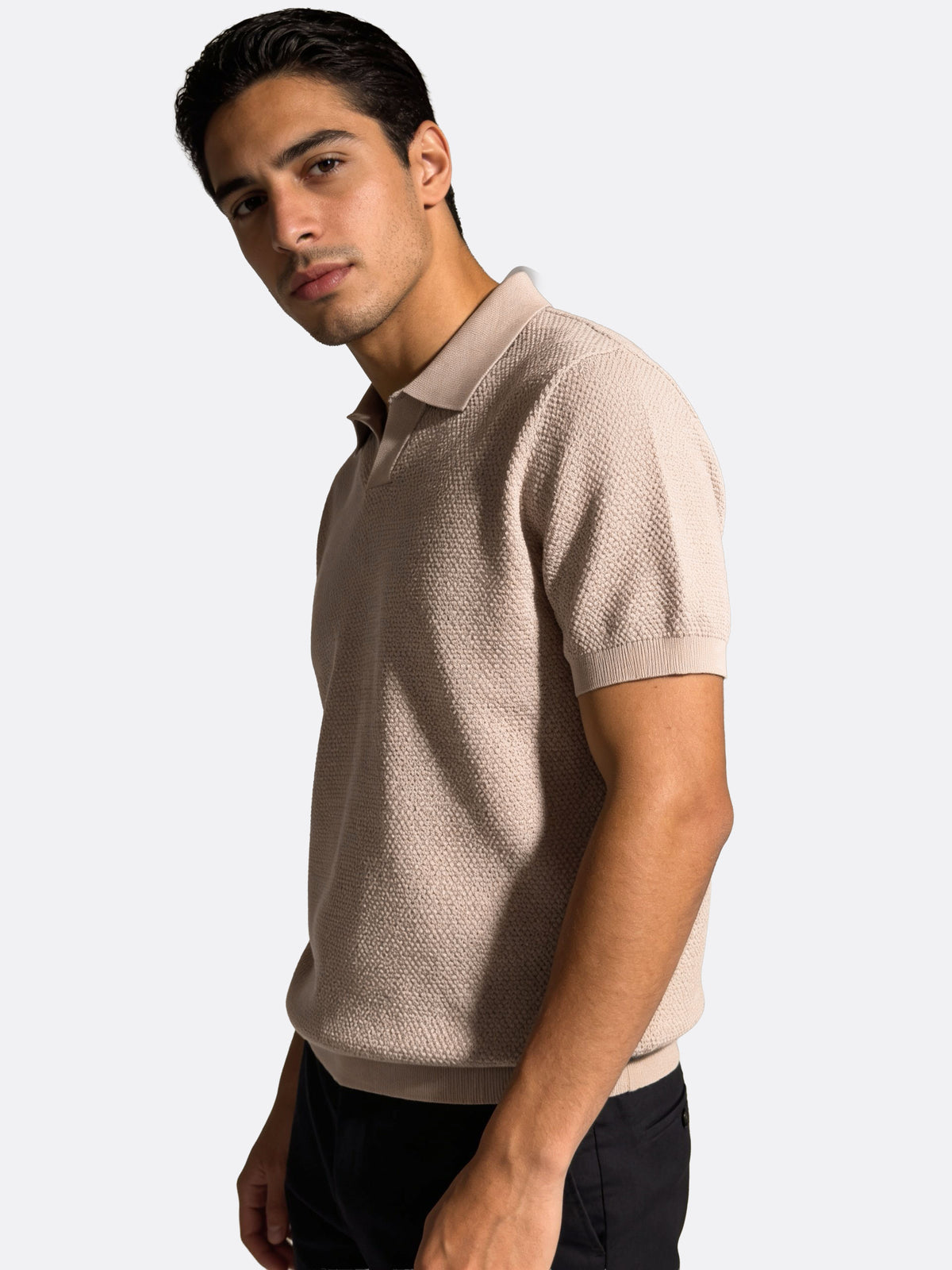 The Organic Knitted Polo - Tan