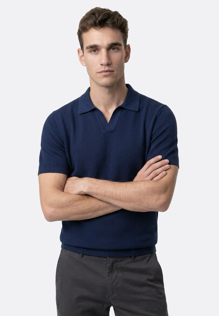 The Organic Knitted Polo - Navy