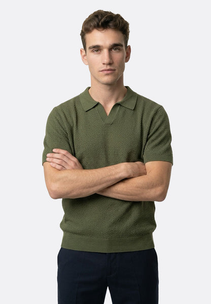 The Organic Knitted Polo - Moss