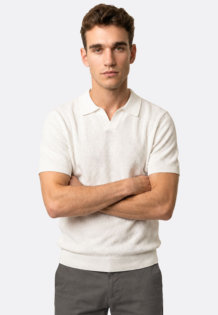 The Organic Knitted Polo - Off White