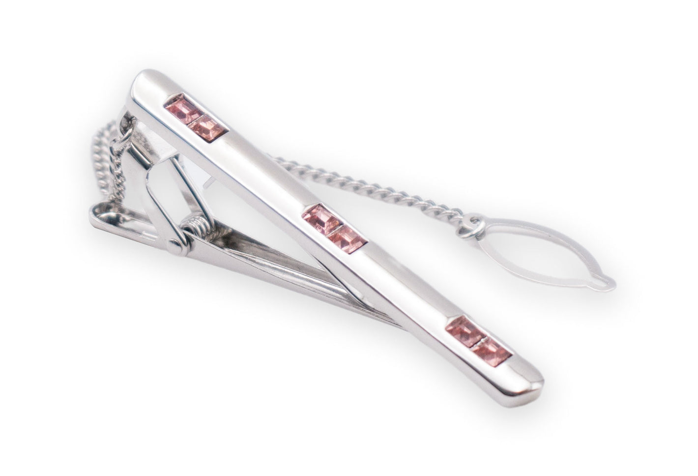 Almira Chrome Pink Diamonte Tie Clip
