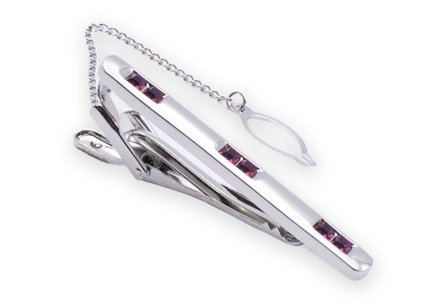 Almira Chrome Magenta Diamonte Tie Clip