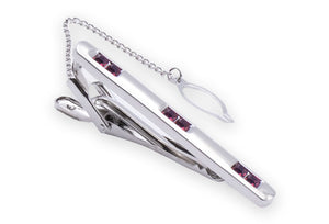 Almira Chrome Magenta Diamonte Tie Clip