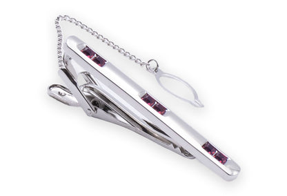 Almira Chrome Magenta Diamonte Tie Clip