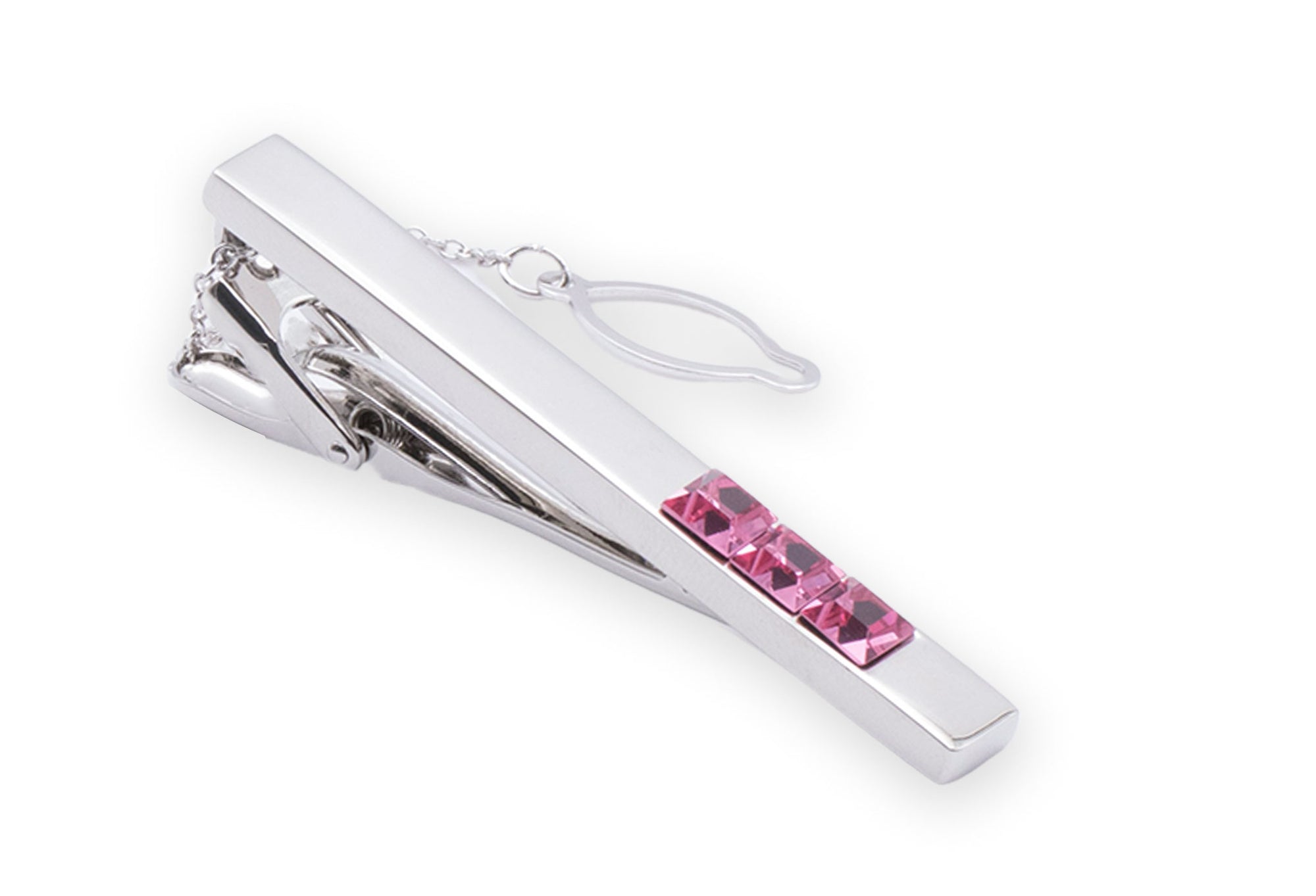 Boquete Chrome Pink Diamonte Tie Clip