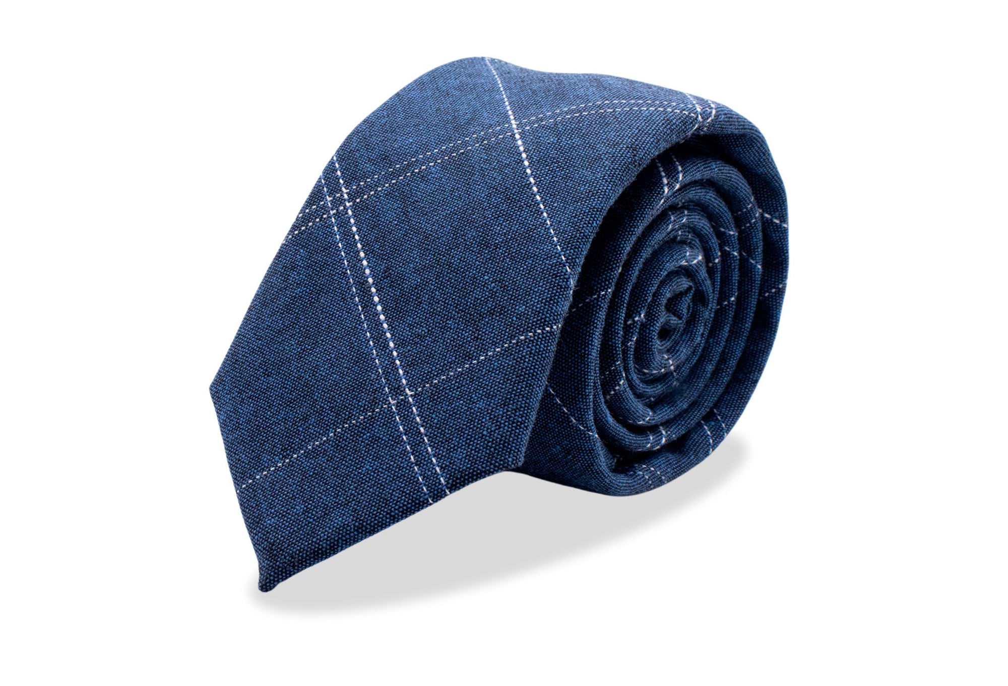 Amapa Navy Checks Linen Tie