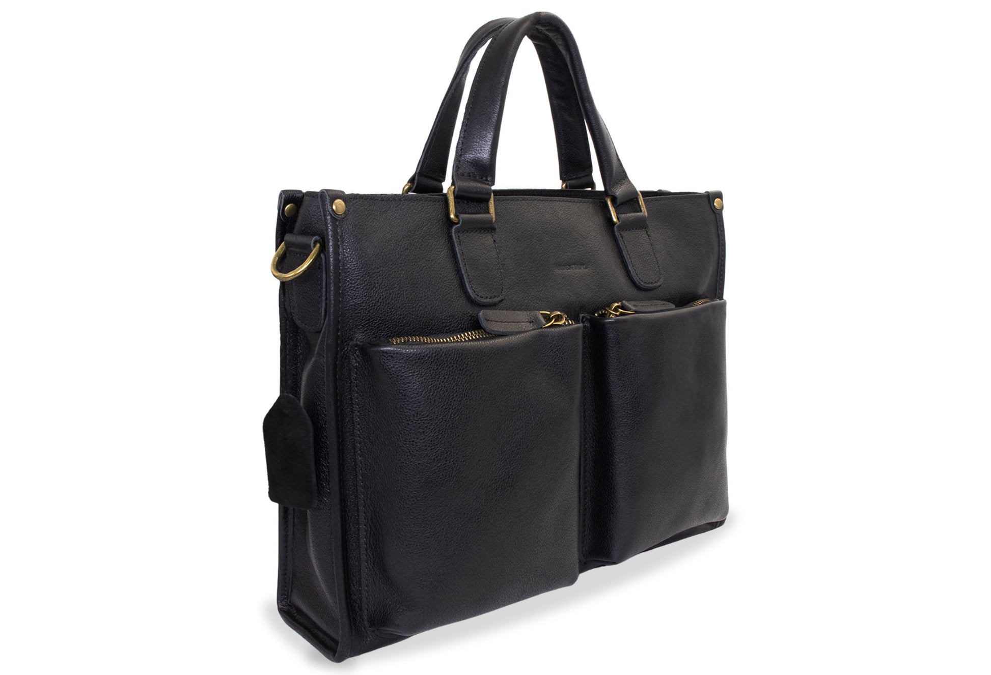 Piedras Black Leather Messenger Bag