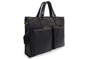 Piedras Black Leather Messenger Bag