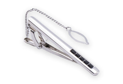 Darien Chrome Black Diamonte Tie Clip