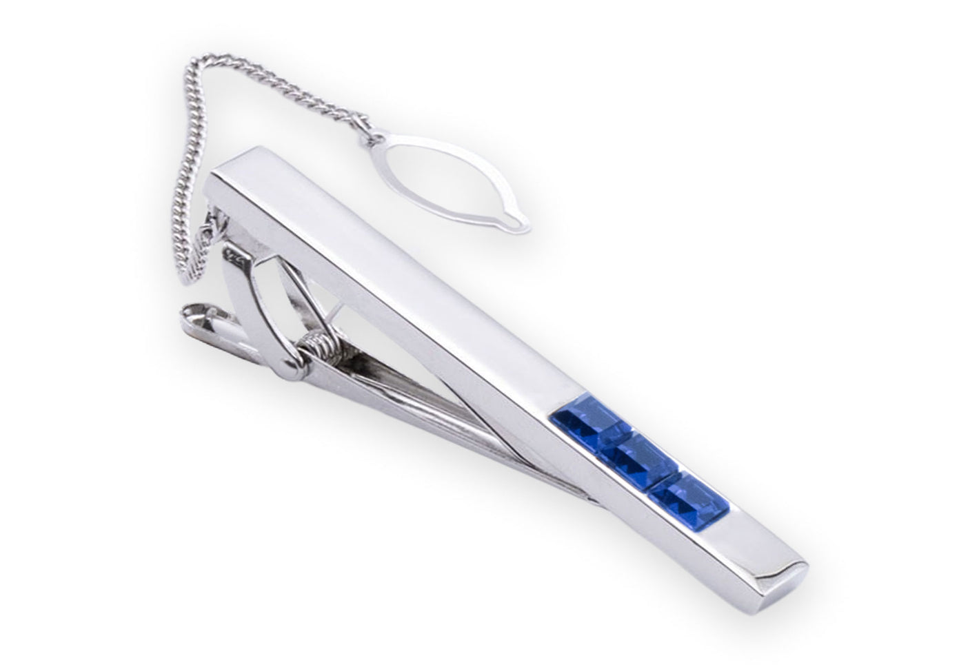 Boquete Chrome Blue Diamonte Tie Clip