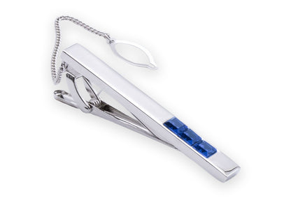 Boquete Chrome Blue Diamonte Tie Clip