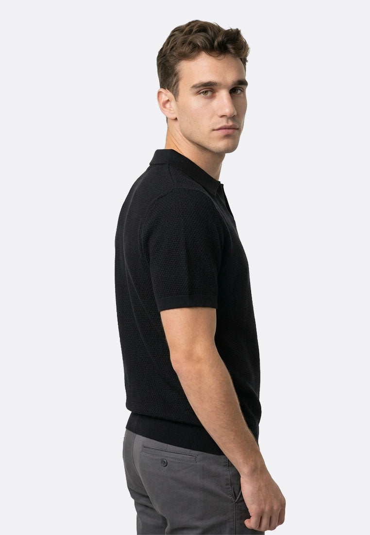 The Organic Knitted Polo - Black
