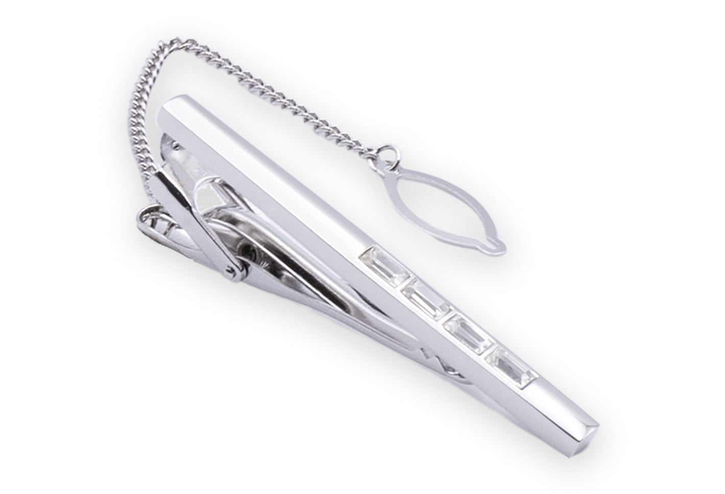 Veraguas Chrome Diamonte Tie Clip