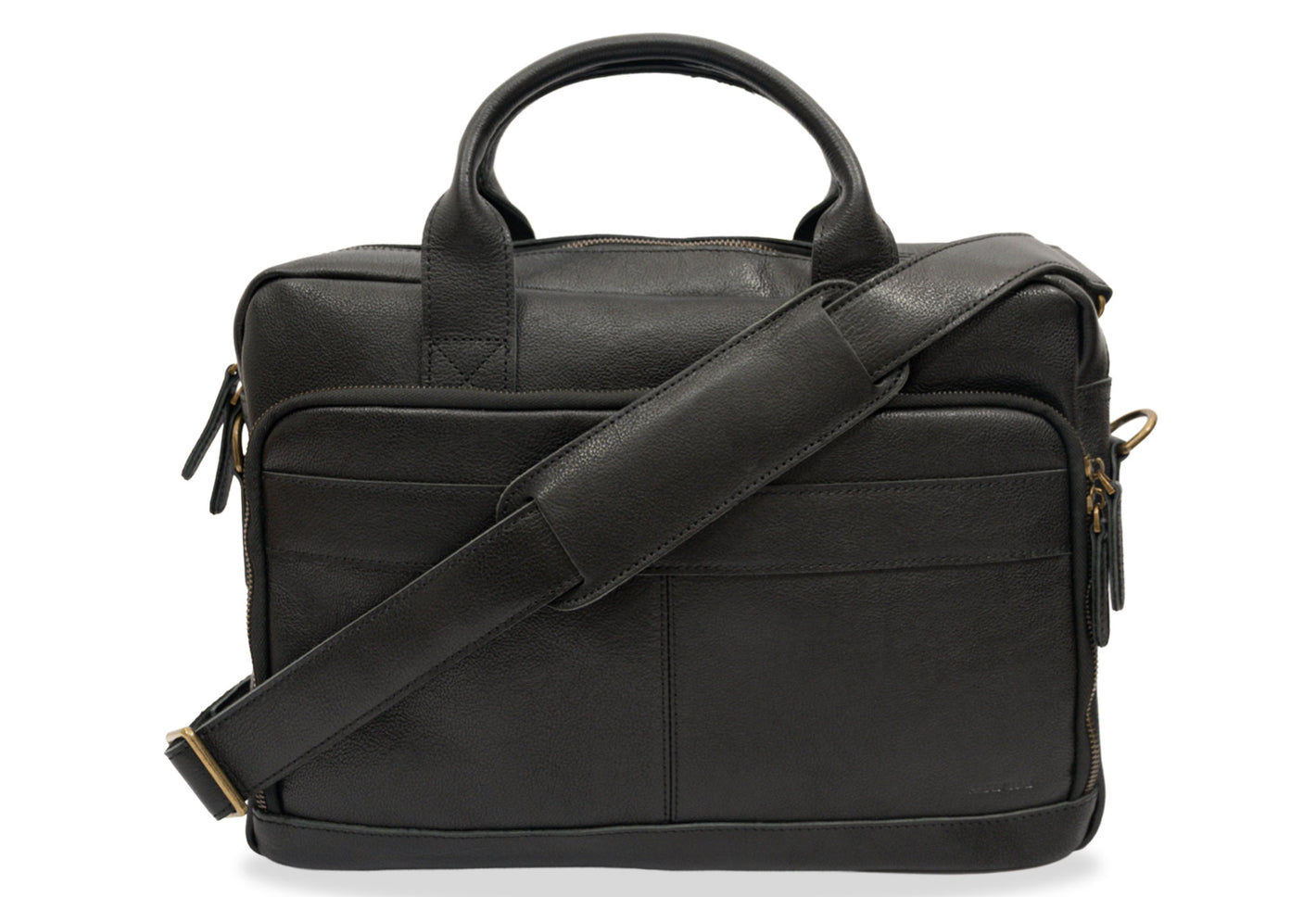 Avenida Black Leather Messenger Bag