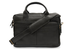 Avenida Black Leather Messenger Bag