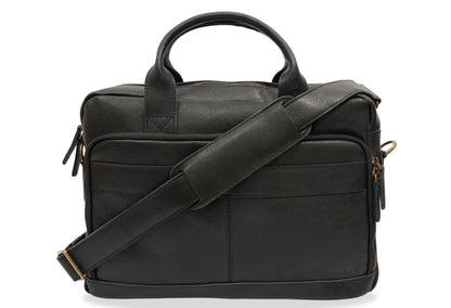 Avenida Black Leather Messenger Bag