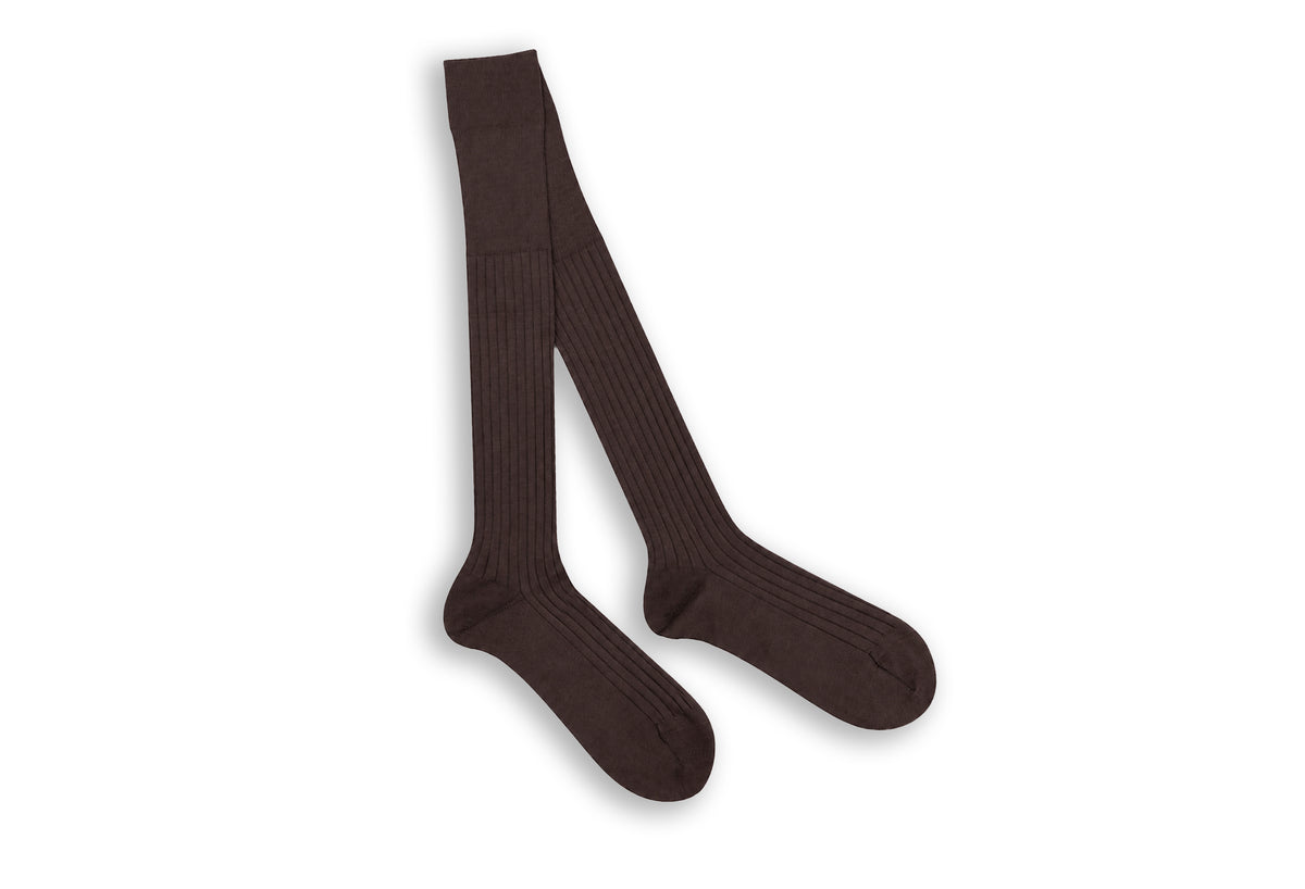Aires Over The Calf Supima Cotton  Socks - Brown