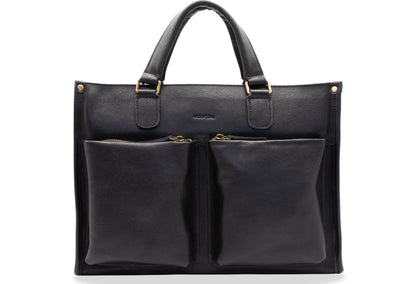 Piedras Black Leather Messenger Bag