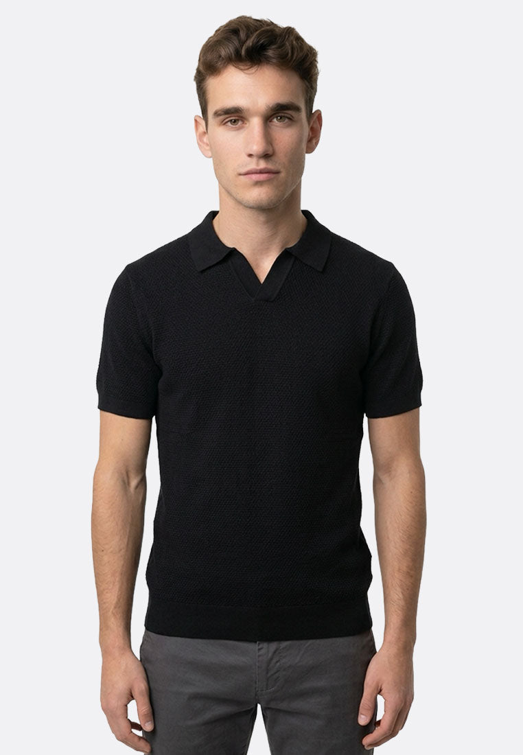 The Organic Knitted Polo - Black