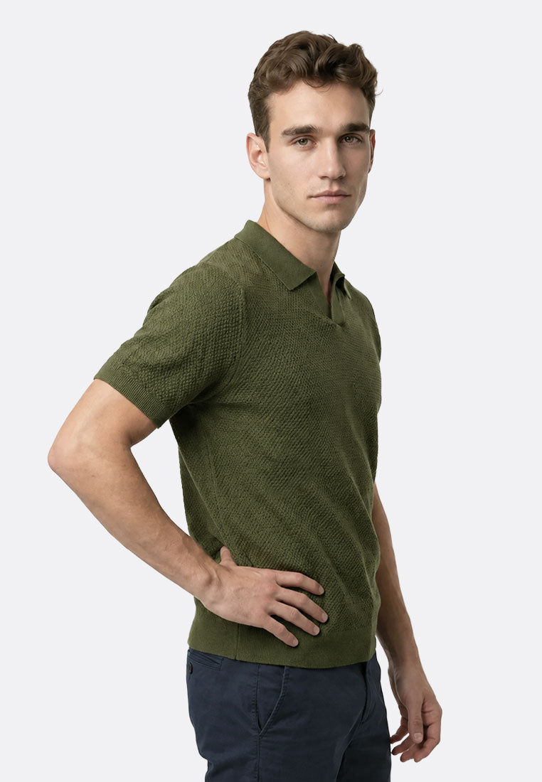 The Organic Knitted Polo - Moss