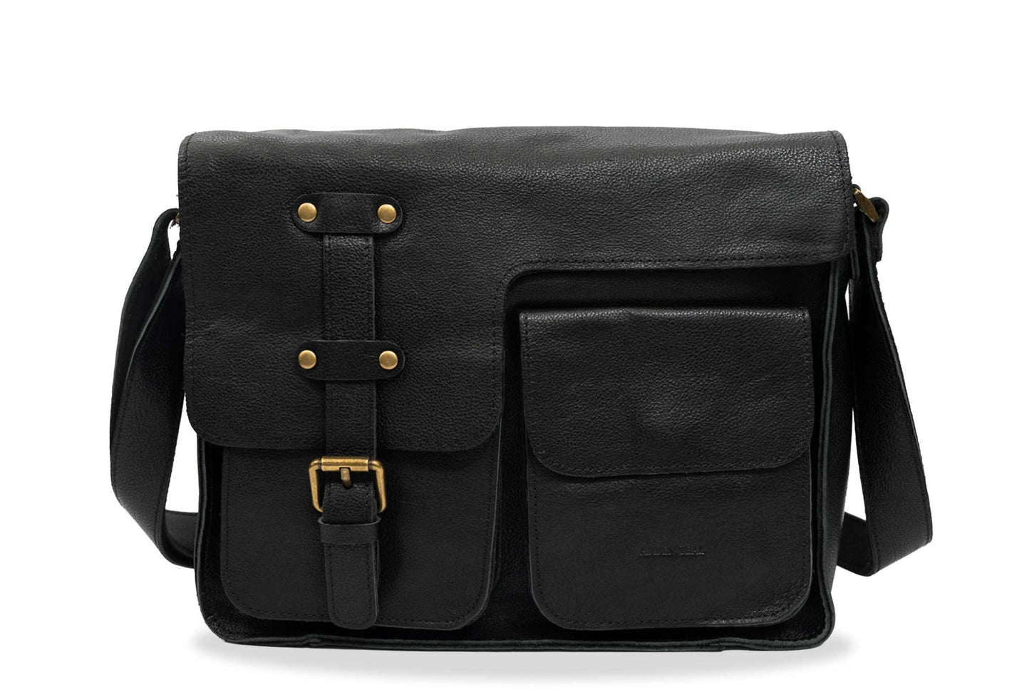 Huila Black Leather Satchel Bag