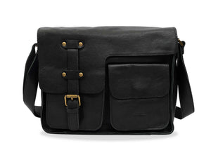 Huila Black Leather Satchel Bag