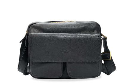 Caldas Black Leather Crossbody Bag