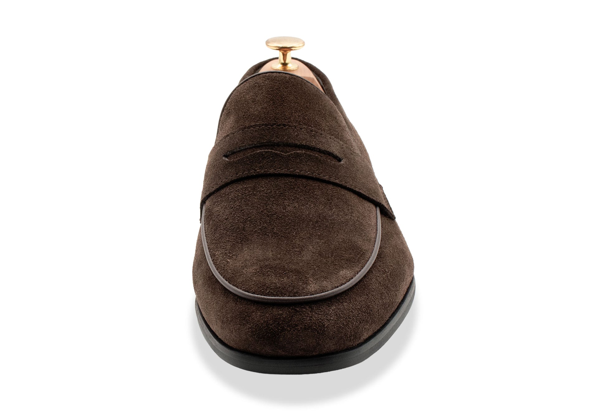 Olavarria Blake Stitch Brown Suede Penny Loafer