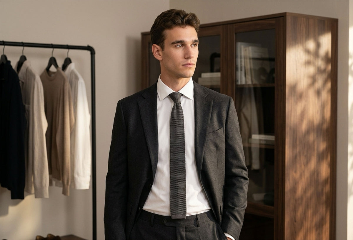 The Silk Knitted Tie - Grey